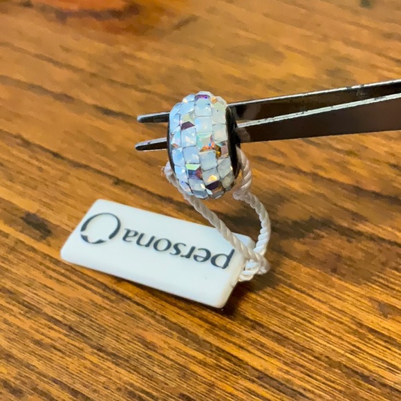 Persona White and Mirror Ball Bead with Silver Detail - Picture 1 of 3